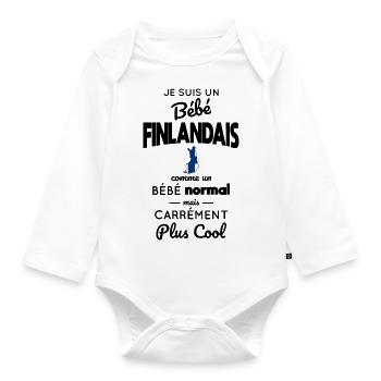 Finnisches Baby Wie Normales Baby, aber cooler - Baby Bio-Langarm-Body - Weiß - Vorne