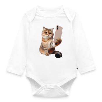 Get ready, selfie-9 - Organic Longsleeve Baby Bodysuit - white - Front