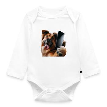 Get ready, selfie-2 - Organic Longsleeve Baby Bodysuit - white - Front