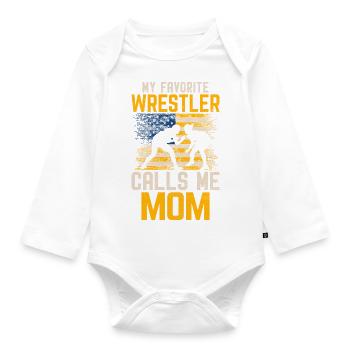 Meine Lieblings-Wrestlerin nennt mich Mama - Baby Bio-Langarm-Body - Weiß - Vorne
