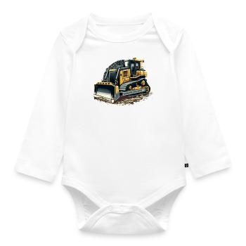 Bulldozer cool construction vehicles on the construction site - Organic Longsleeve Baby Bodysuit - white - Front