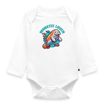 Seekuh mit vielen bunten Fischen - Baby Bio-Langarm-Body - Weiß - Vorne
