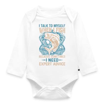 Je me parle à moi-même quand je pêche parce que parfois - Body Bébé bio manches longues - blanc - Devant
