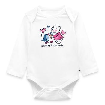 Friends share everything - Organic Longsleeve Baby Bodysuit - white - Front