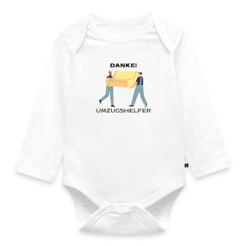 Moving - Helpers - Thank you - Organic Longsleeve Baby Bodysuit - white - Front