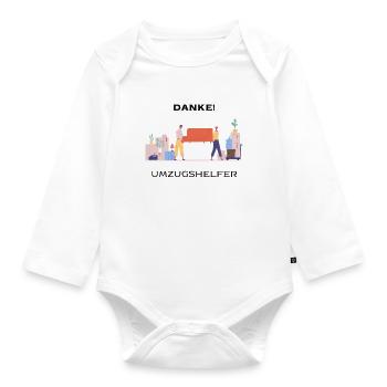 Thanks to volunteer movers - Organic Longsleeve Baby Bodysuit - white - Front