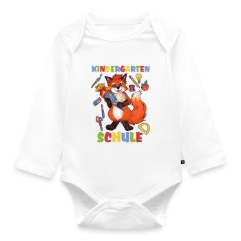 Niedlicher Schulkind Fuchs Schule Einschulung - Baby Bio-Langarm-Body - Weiß - Vorne