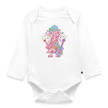 Fille hippie - Body Bébé bio manches longues - blanc - Devant