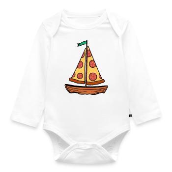 Voilier Ahoy Sea avec voile de pizza au salami - Body Bébé bio manches longues - blanc - Devant