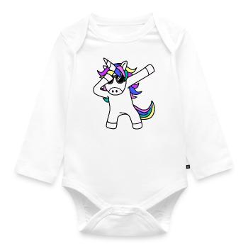 Dabbing Einhorn - Baby Bio-Langarm-Body - Weiß - Vorne
