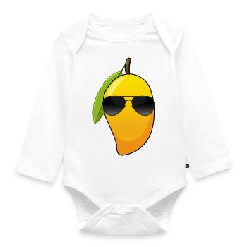 Tropische Frucht Vitamin C Coole Mango - Baby Bio-Langarm-Body - Weiß - Vorne