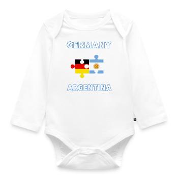 Germany Argentina Puzzle - Organic Longsleeve Baby Bodysuit - white - Front