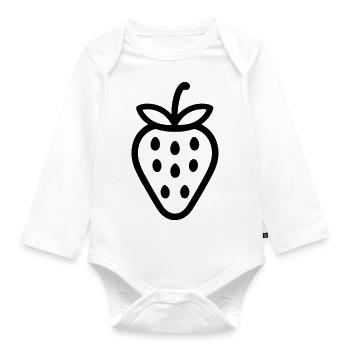 Erdbeere - Baby Bio-Langarm-Body - Weiß - Vorne