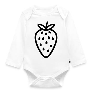 Erdbeere - Baby Bio-Langarm-Body - Weiß - Vorne