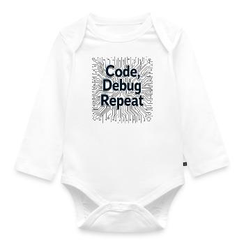 Code Debug Repeat - Software Engineer - Organic Longsleeve Baby Bodysuit - white - Front