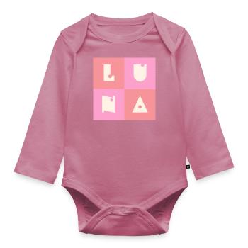 Luna Baby Name Vorname Mädchen pink - Baby Bio-Langarm-Body - Mauve - Vorne