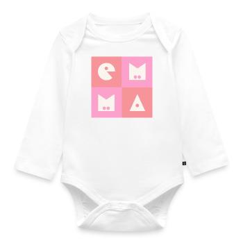 Emma Prénom Prénom Bébé Fille rose - Body Bébé bio manches longues - blanc - Devant