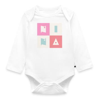 Nina Name Baby Mädchen Frau bunt - Baby Bio-Langarm-Body - Weiß - Vorne