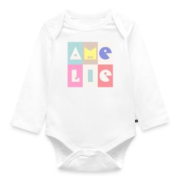 Amelie Name Baby Girl Colorful - Organic Longsleeve Baby Bodysuit - white - Front