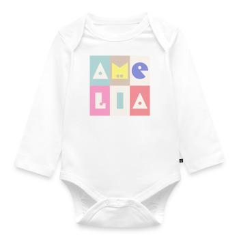 Amelia Name Baby Girl Colorful - Organic Longsleeve Baby Bodysuit - white - Front
