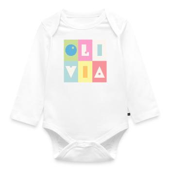 Olivia Name Baby girl girl colorful - Organic Longsleeve Baby Bodysuit - white - Front