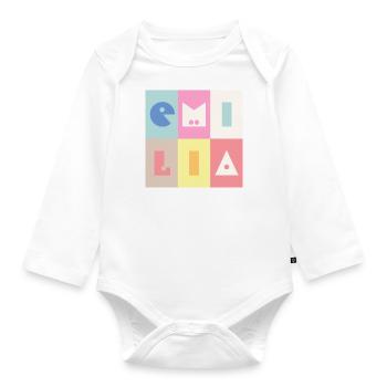 Emilia Nom Fille Bébé Coloré - Body Bébé bio manches longues - blanc - Devant
