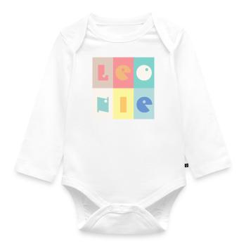 Leonie Baby Mädchenname bunt - Baby Bio-Langarm-Body - Weiß - Vorne