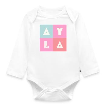 Ayla Baby Name Girl Pink - Organic Longsleeve Baby Bodysuit - white - Front