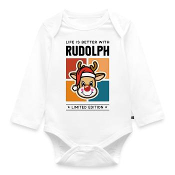 Rudolph - Organic Longsleeve Baby Bodysuit - white - Front