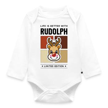 Rudolph - Organic Longsleeve Baby Bodysuit - white - Front