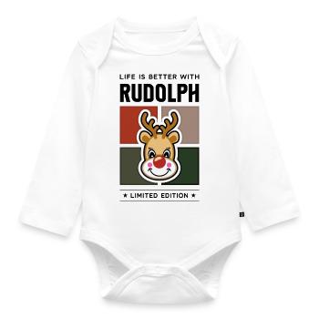 Rudolph - Organic Longsleeve Baby Bodysuit - white - Front