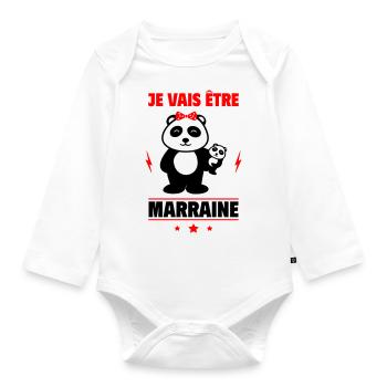 je vais être marraine, future marraine - Body Bébé bio manches longues - blanc - Devant