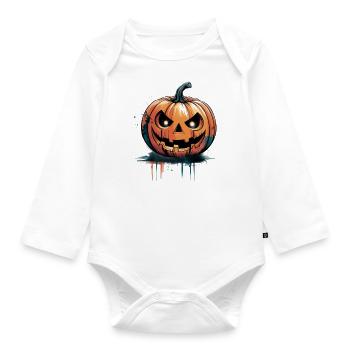 Citrouilles-lanternes d’Halloween - Body Bébé bio manches longues - blanc - Devant