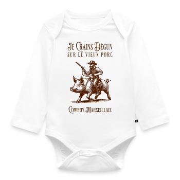 LE COWBOY MARSEILLAIS JE CRAINS DÉGUN - Body Bébé bio manches longues - blanc - Devant