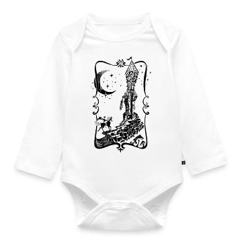 Rapunzel in the Tower - Organic Longsleeve Baby Bodysuit - white - Front
