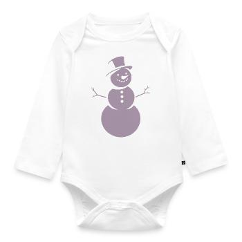 Minimalistische Silhouette eines Schneemanns - Baby Bio-Langarm-Body - Weiß - Vorne