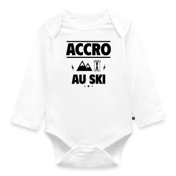 accro au ski - Body Bébé bio manches longues - blanc - Devant