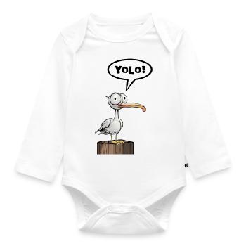 Seagull Speech Bubble Yolo - Organic Longsleeve Baby Bodysuit - white - Front