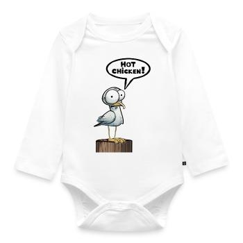 Seagull Speech Bubble Hot Chicken - Organic Longsleeve Baby Bodysuit - white - Front