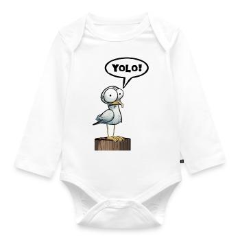 Seagull Speech Bubble Yolo - Organic Longsleeve Baby Bodysuit - white - Front