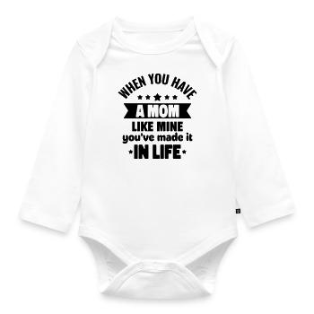 Eine Mama wie meine ist reines Glück - Baby Bio-Langarm-Body - Weiß - Vorne