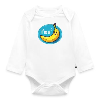 I'm a Banana - Fasching Kostüm - Baby Bio-Langarm-Body - Weiß - Vorne