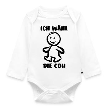 Ich wähl die CDU - Wähler - Stimme - Baby Bio-Langarm-Body - Weiß - Vorne