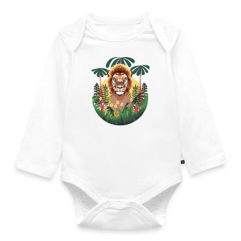 Löwen-Dschungel - Baby Bio-Langarm-Body - Weiß - Vorne