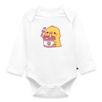 Une nana mignonne aime les nouilles ramen instantanées - Body Bébé bio manches longues - blanc - Devant