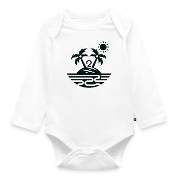 Island with 2 palm trees - Organic Longsleeve Baby Bodysuit - white - Front