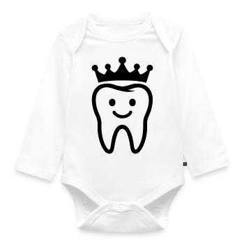 Tooth Crown - Organic Longsleeve Baby Bodysuit - white - Front