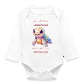 Tortue Kawaii - Body Bébé bio manches longues - blanc - Devant