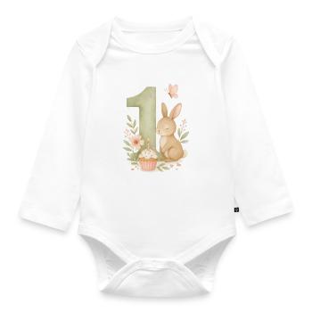 bunny birthday / Hase Geburtstag - Baby Bio-Langarm-Body - Weiß - Vorne