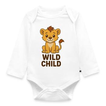 Cute Lion Cub - Wild Child - Organic Longsleeve Baby Bodysuit - white - Front
